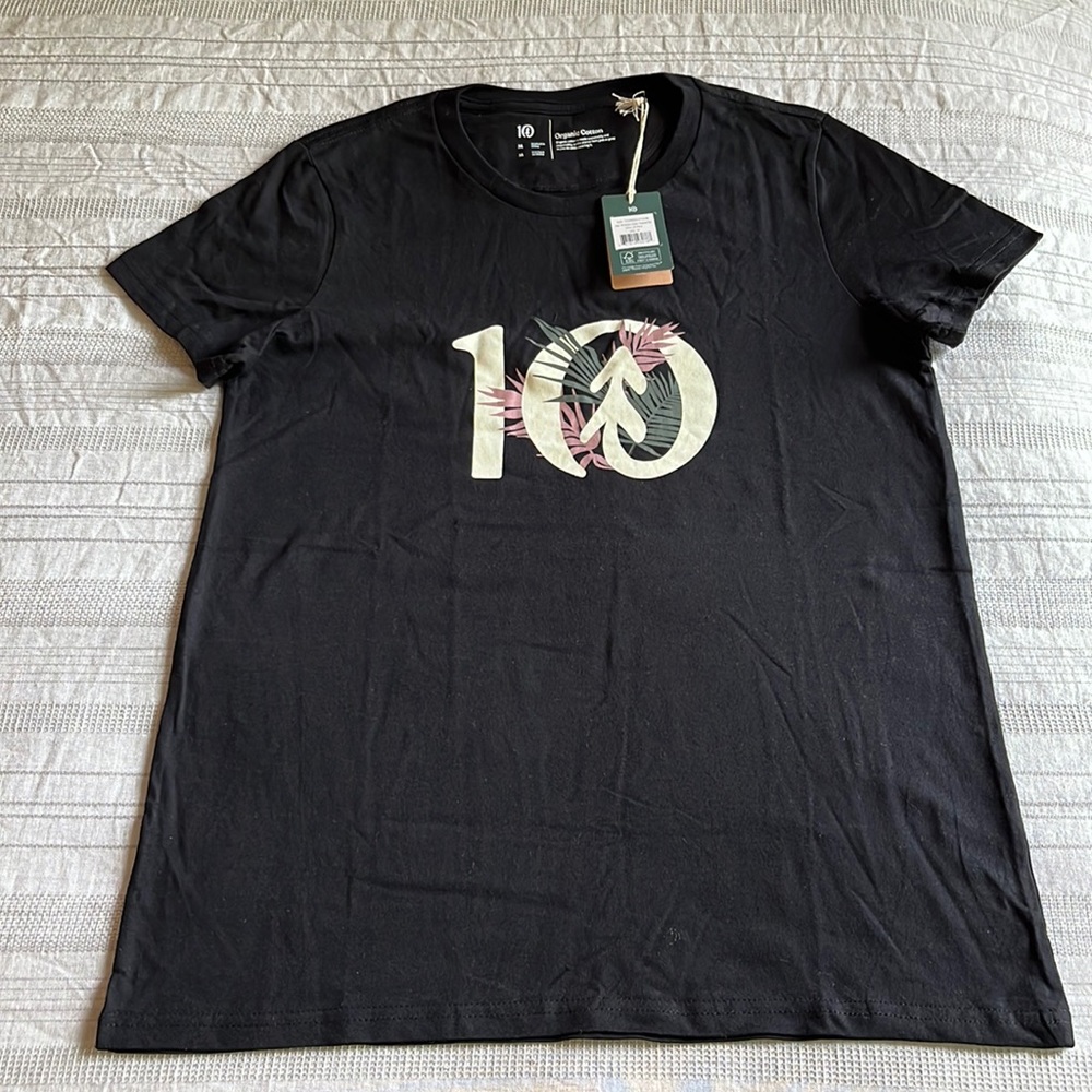 Women’s Tentree Tropical Short Sleeve Organic Cotton T-Shirt, black size medium